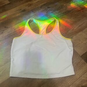 SHEIN White Tank Top with Yellow Trim